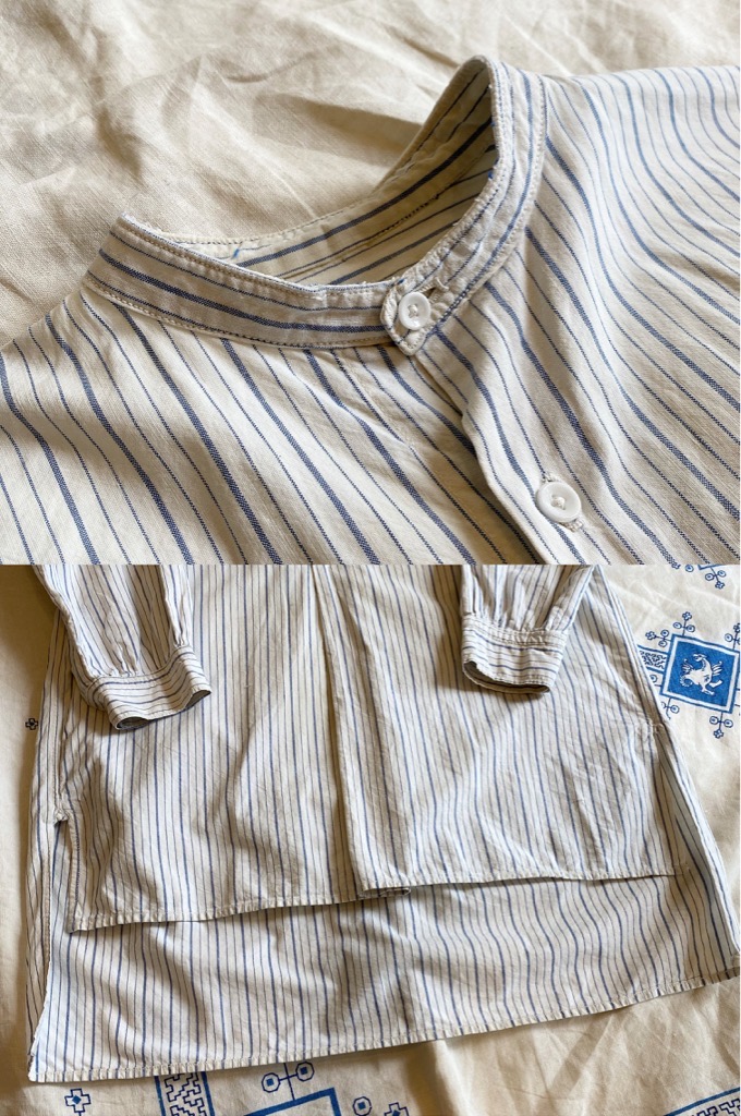 20’s 30's French Stripe Collar-less Shirt