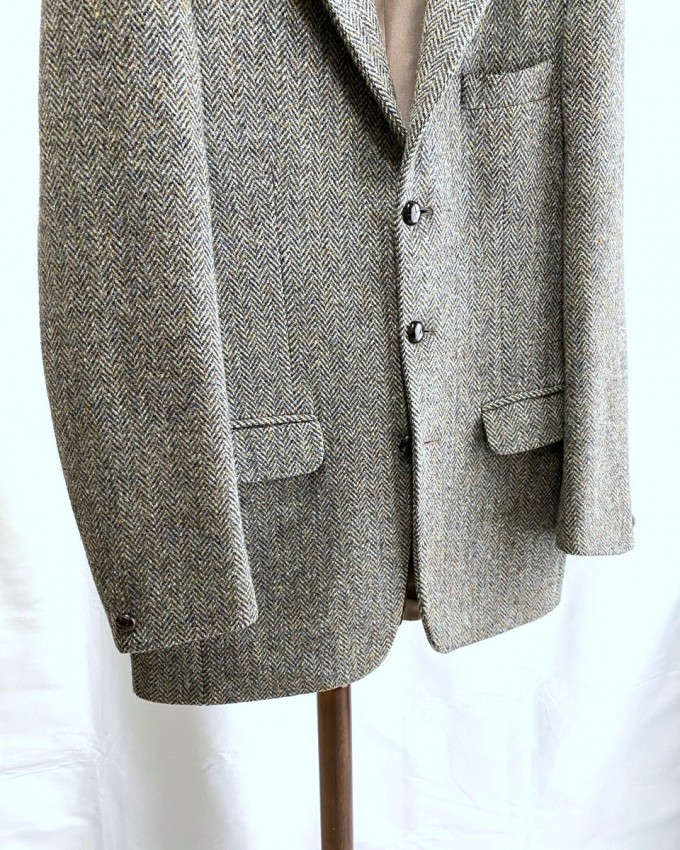 70's DUNN & Co. Harris Tweed Jacket Gray 38Long
