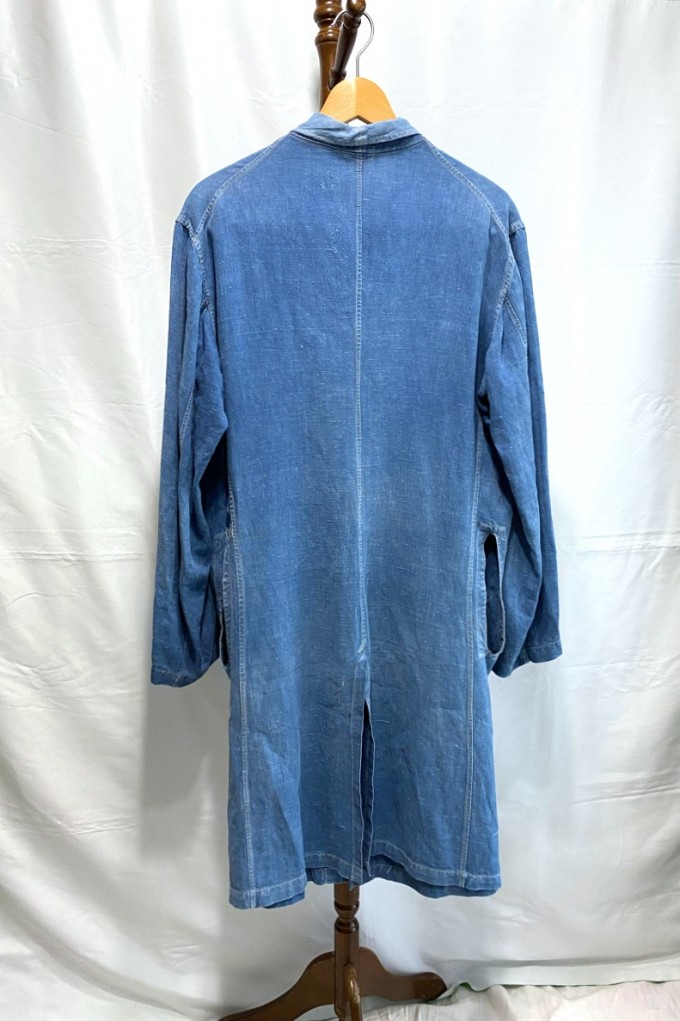 1920s French Indigo Linen Maquignon Coat