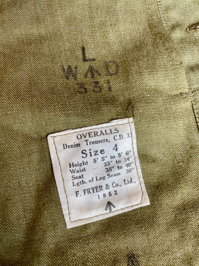 D/S 1952 British Army Green Denim Jacket size4