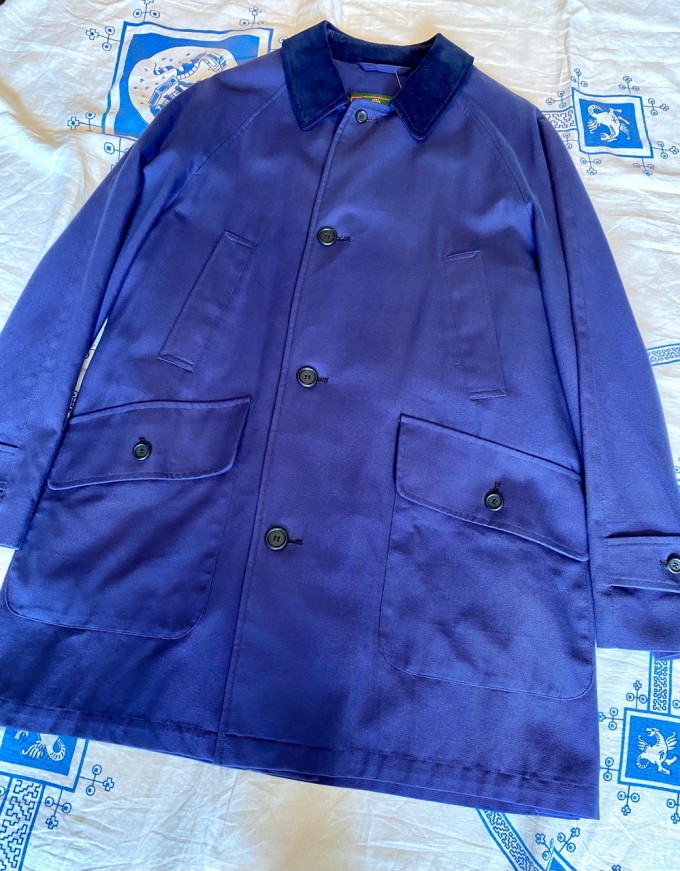 D/S 80-90's GRENFELL Blue Cotton Field Coat