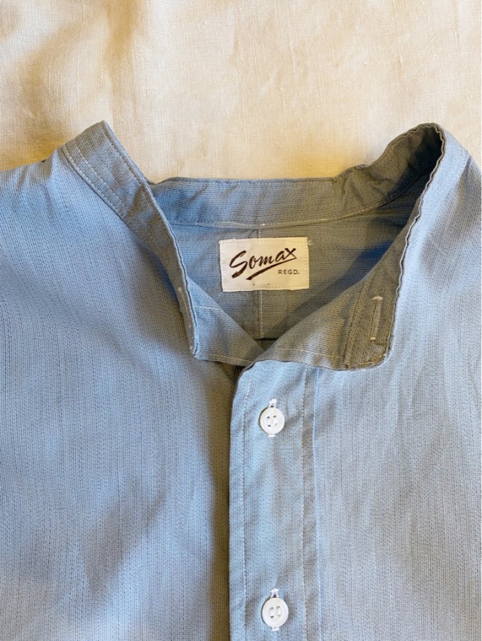 40's Somax British Blue Collar-less Shirt